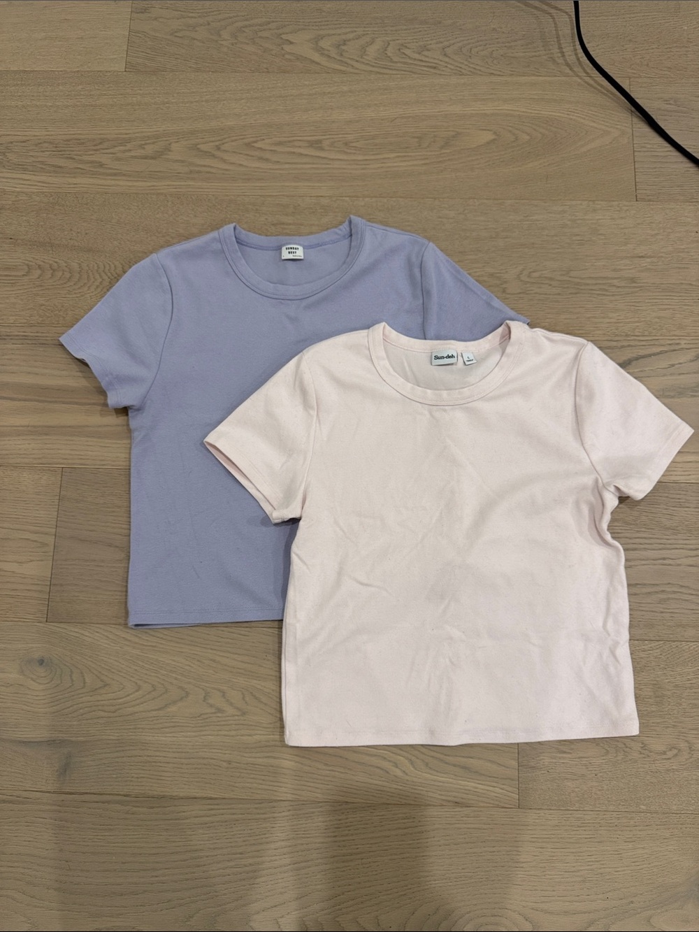 Sunday Best Short Sleeve Tee - Light Pink and lavender.